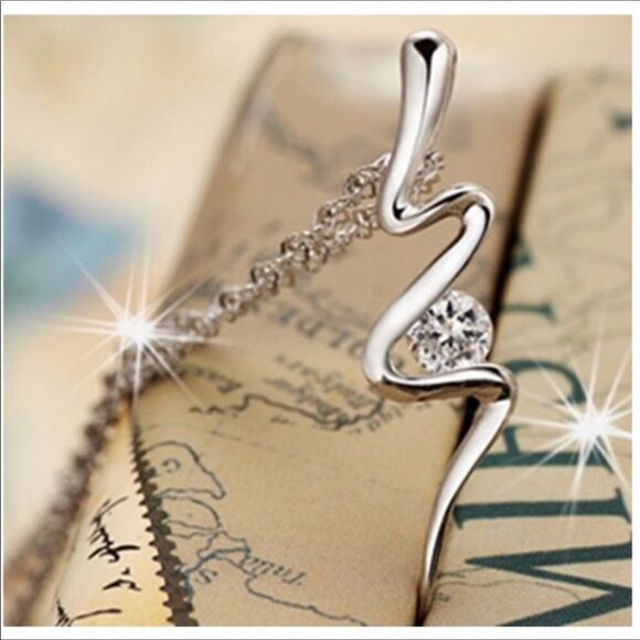 Silver Plated Clear CZ Necklace - Picture 2 of 7